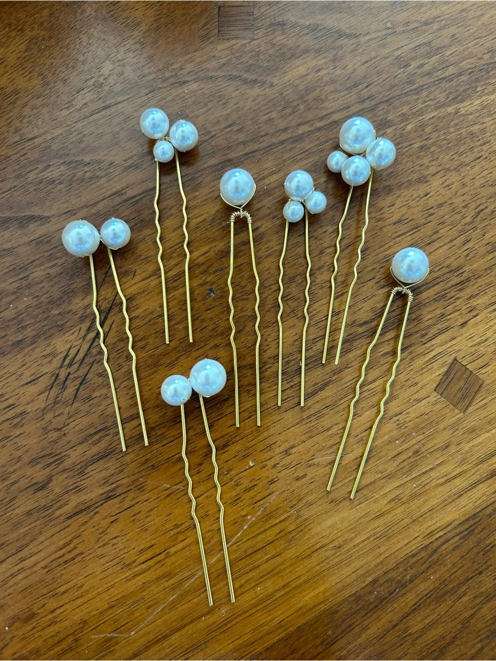 Pearl Hair Pins Set - Gold Tone